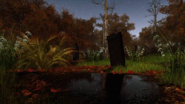 Korkunç gece ormanda terkedilmiş mezarlık