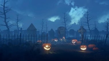 Ürkütücü gece mezarlığa halloween pumpkins 4k
