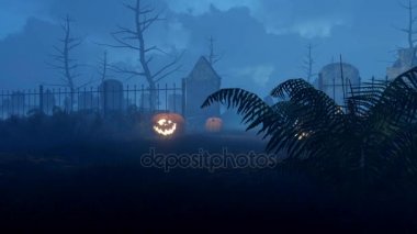 Halloween pumpkins korkunç gece mezarlık 4k