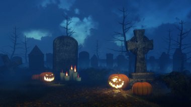 Cadılar Bayramı Balkabağı yakınındaki gece eski mezar taşı