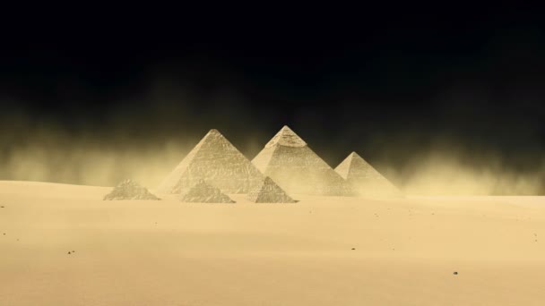 Pirámides egipcias de Giza sobre fondo negro 4K — Vídeos de Stock