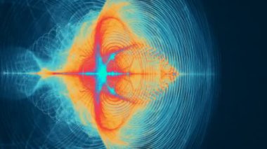 Animasyonlu neon renkli fraktal formu bir koyu mavi zemin üzerinde akan soyut. 4 k'dan fazla işlenen fantastik hareketli arka plan dijital olarak oluşturulan