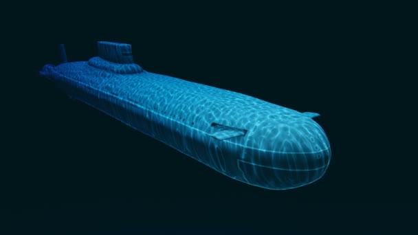 러시아 Akula 미사일 잠수함 훌륭한 깊이에서 클립의 마지막에 어두운 파란색 — 비디오