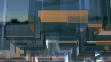 Ayna yansıtıcı cam küp ve blok şekilleri hareketli 3d işleme video arka plan soyut. 4 k'dan fazla işlenen basit fütüristik minimalizm animasyon