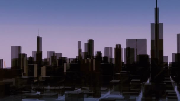 Sun Rises Abstract Futuristic Chicago City Skyscrapers Modern Reflective Glass — Stock Video