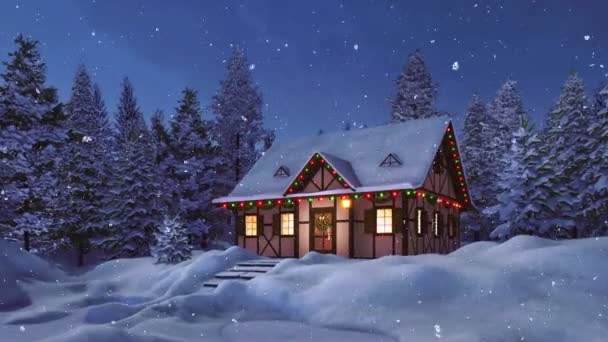 Maison Rustique Colombages Solitaire Bordée Neige Décorée Pour Noël Dans — Video