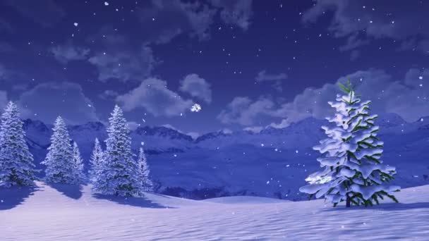 Peaceful Winter Scenery Snow Covered Fir Trees High Snowy Alpine — Stockvideo