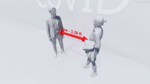 추상적 거리를 배경에 계획적 조치를 취하고 렌더링된 Covid 바이러스 애니메이션의 — 비디오