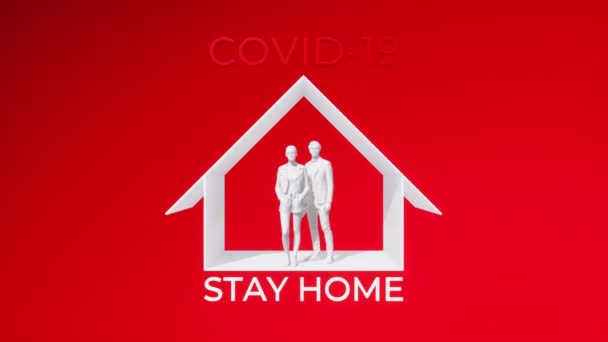 Abstract Graphical Concept Unrecognizable People Family Couple Stay Home Self — Stock Video