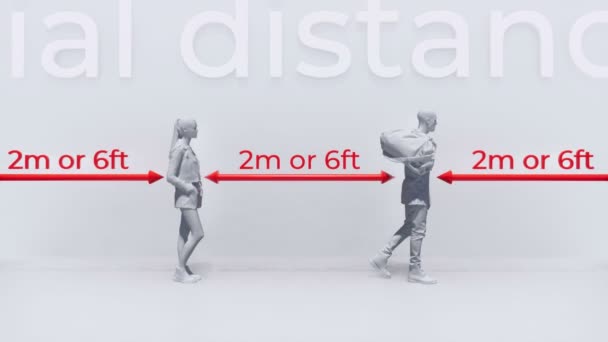 Concept Graphique Abstrait Silhouettes Personnes Méconnaissables Gardant Une Distance Sociale — Video