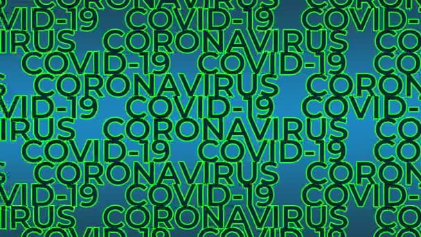 Mavi Arkaplanda Hareket Eden Coronavirus Covid Kelimeleriyle Soyut Animasyon Metni — Stok video