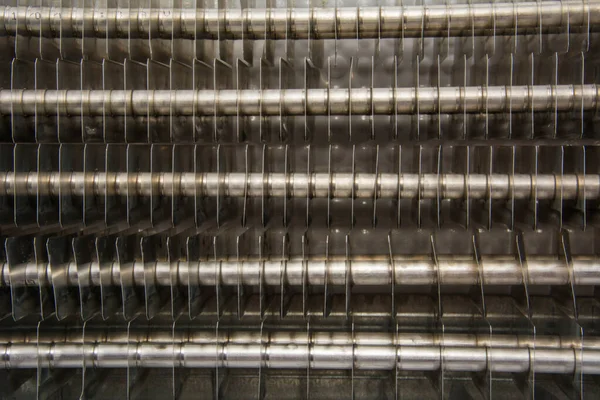 Aluminum heat exchanger with stainless steel pipes. — Stock Photo, Image