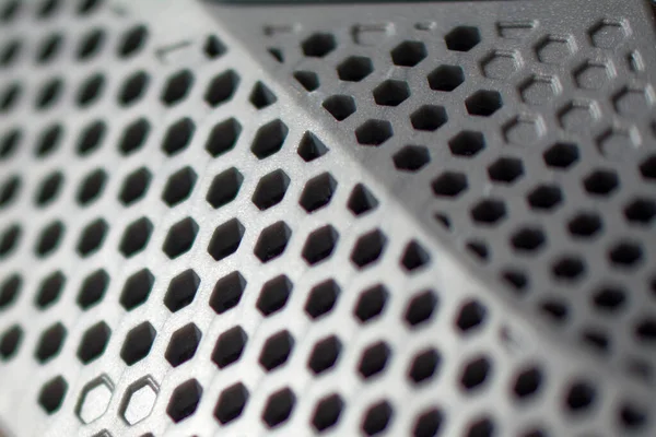 Chapa Perforada Metal Fondo Con Círculos Textura Plástico Con Agujero —  Fotos de Stock