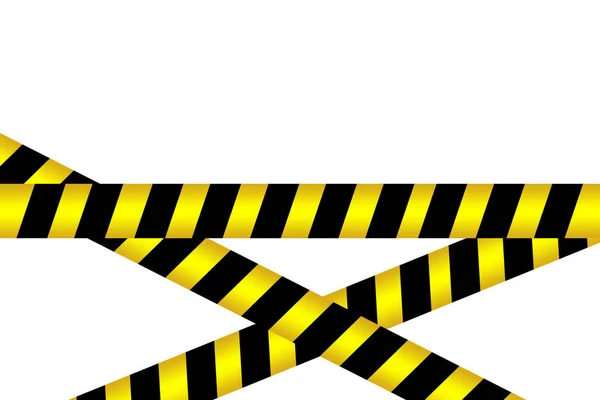 黑色和黄色的警戒线带穿过隔离在白色背景上的屏障带 警戒线警戒线 — 图库照片