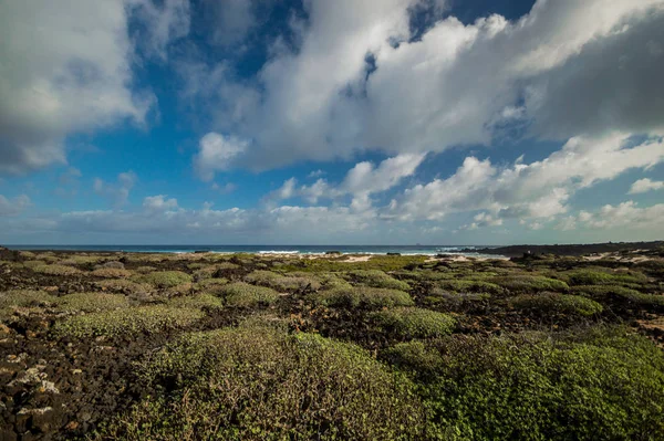 Playa de arena negra en las Islas Canarias — Foto de Stock