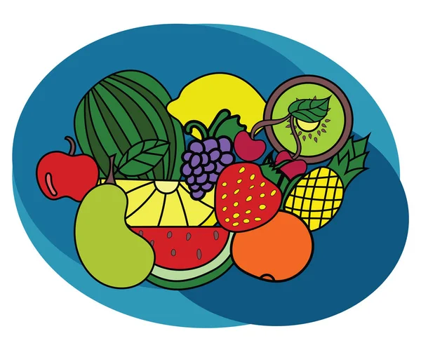 Conjunto de diseño de frutas. Dibujos animados mano libre dibujar garabato . — Vector de stock