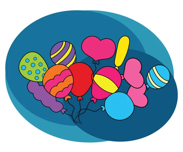 Luftballons Designset. Cartoon freie Hand zeichnen Doodle. — Stockvektor