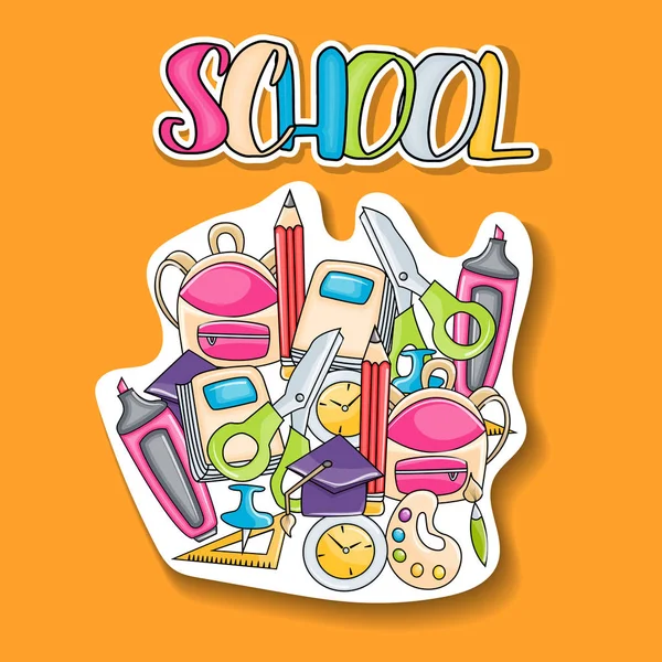 Elementen van school clip art doodle sticker — Stockvector