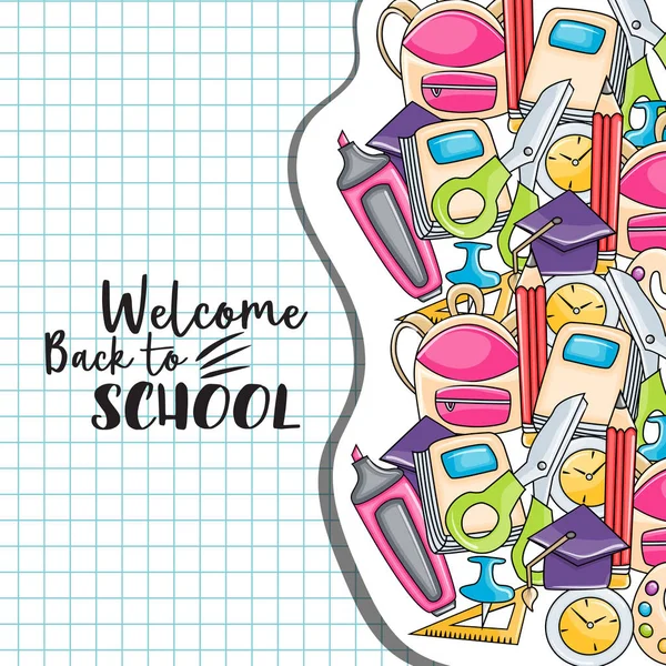 Welcome back to school doodle clip art — Stock Vector