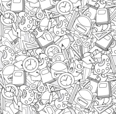 Okul öğeleri klip sanat doodle çizgi film tarzı