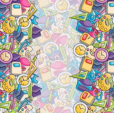 Okul öğeleri klip sanat doodle çizgi film tarzı