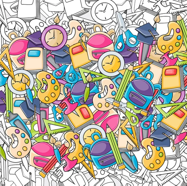 Okul öğeleri klip sanat doodle çizgi film tarzı