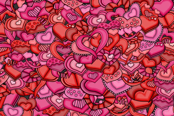 Amor corações mão desenhada doodle cartoon cartão . —  Vetores de Stock