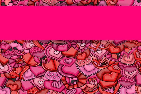 Amor corações mão desenhada doodle cartoon cartão . —  Vetores de Stock