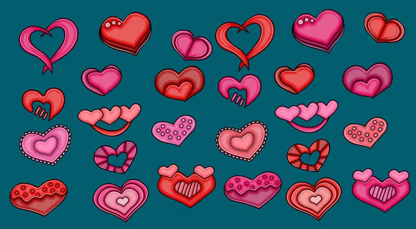 Love hearts hand drawn cartoon elements. — Stock Vector