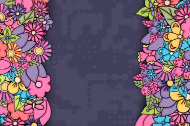 Çizilmiş karikatür kart arka plan Çiçekler teslim.