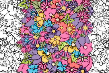 Çizilmiş karikatür kart arka plan Çiçekler teslim.