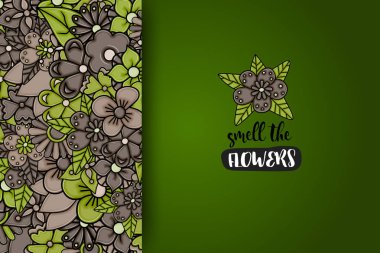 Çizilmiş karikatür kart arka plan Çiçekler teslim.