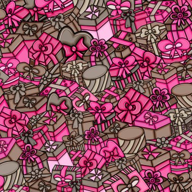 Cartoon doodle arka plan tasarım sunar ve hediye kutuları.