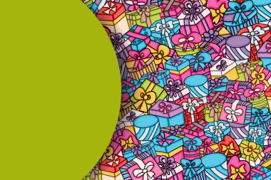 Cartoon doodle arka plan tasarım sunar ve hediye kutuları.