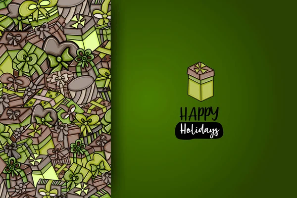 Δώρα και κουτιά δώρου γελοιογραφία doodle σχεδίαση φόντου. — Διανυσματικό Αρχείο