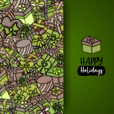 Cartoon doodle arka plan tasarım sunar ve hediye kutuları.