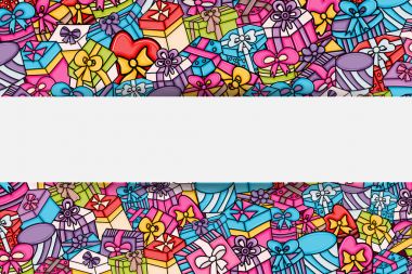 Cartoon doodle arka plan tasarım sunar ve hediye kutuları.