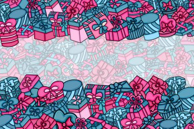 Cartoon doodle arka plan tasarım sunar ve hediye kutuları.