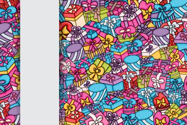 Cartoon doodle arka plan tasarım sunar ve hediye kutuları.