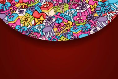 Cartoon doodle arka plan tasarım sunar ve hediye kutuları.