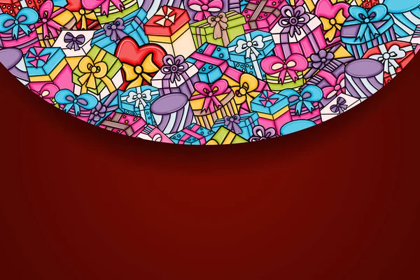 Cartoon doodle arka plan tasarım sunar ve hediye kutuları.