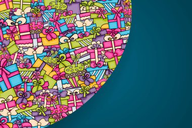 Cartoon doodle arka plan tasarım sunar ve hediye kutuları.