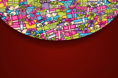 Cartoon doodle arka plan tasarım sunar ve hediye kutuları.