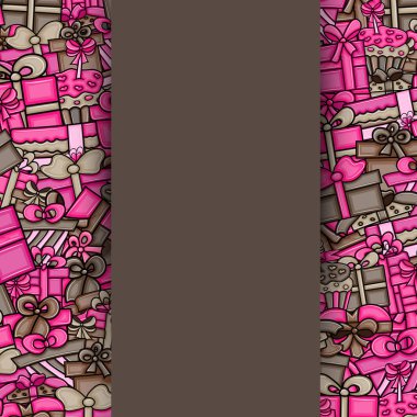 Cartoon doodle arka plan tasarım sunar ve hediye kutuları.