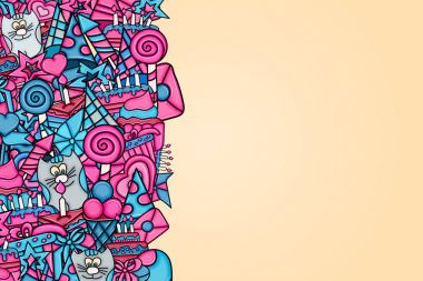 Doğum günü çizgi film doodle tasarım arka plan.
