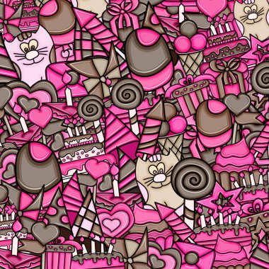 Doğum günü çizgi film doodle tasarım arka plan.