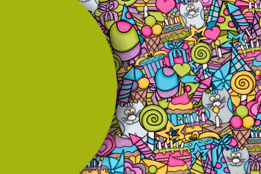 Doğum günü çizgi film doodle tasarım arka plan.