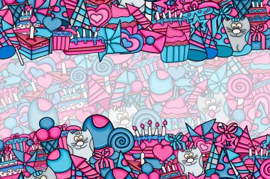 Doğum günü çizgi film doodle tasarım arka plan.