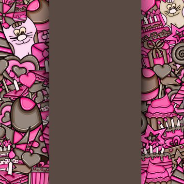 Doğum günü çizgi film doodle tasarım arka plan.