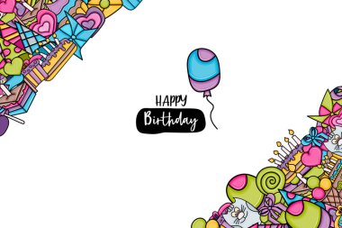 Doğum günü cartoon doodle tasarım